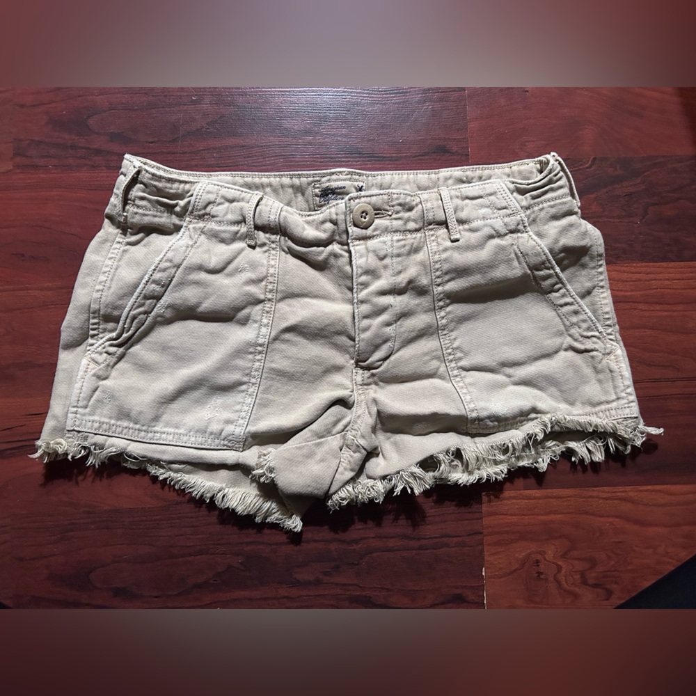 American Eagle Outfitters Beige Frayed Hem Jean Shorts size 2